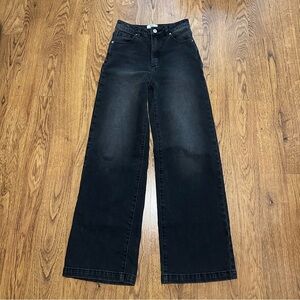 Abrand Jeans A ‘94 high rise wide Black washed denim size 26 cotton blend